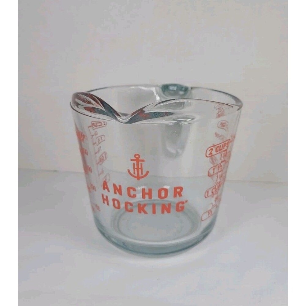 Vtg. Fire King 2 Cup 16 OZ. Red Letter Measuring Cup Anchor Hocking Made in USA
